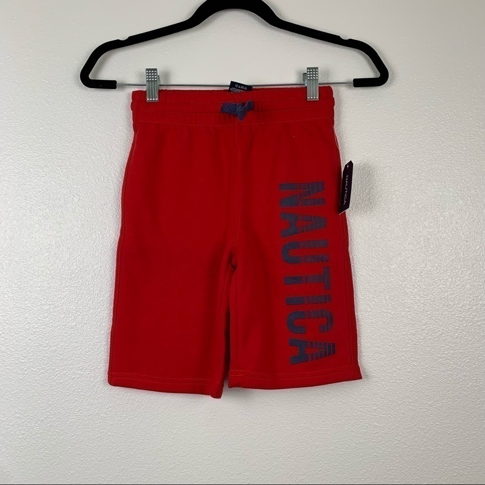 Nautica Boys Red Elastic Waist Pull On Shorts Spellout Logo Size S 8 NWT - Picture 3 of 7